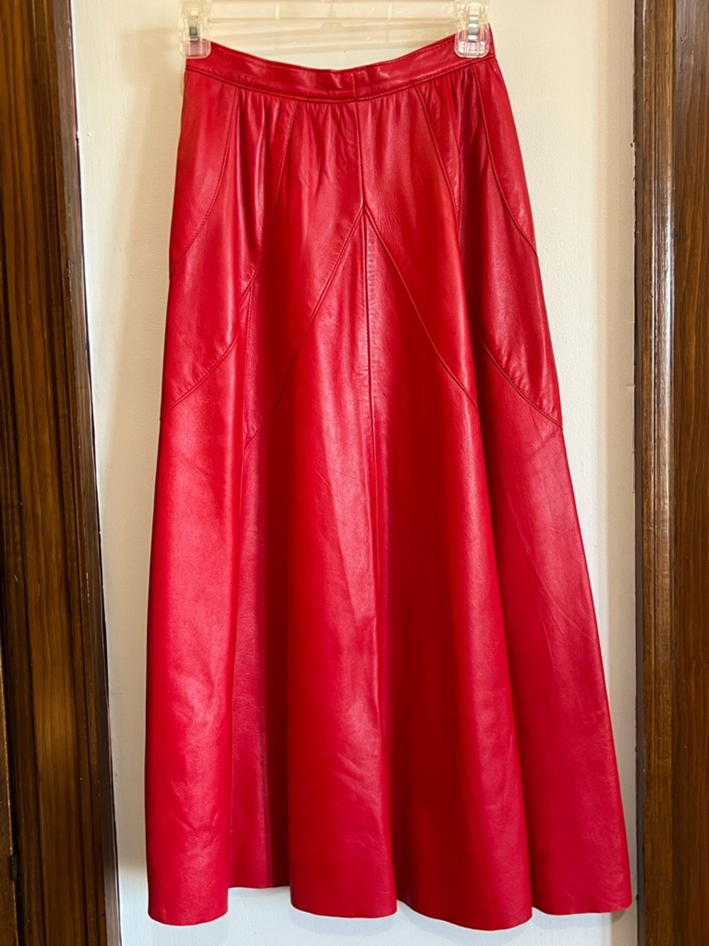 Vintage Chomal Brand Red Leather Full A-line Skirt